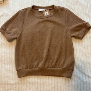NWT Gilli Rachel Ribbed Top | Medium + Tan/Brown